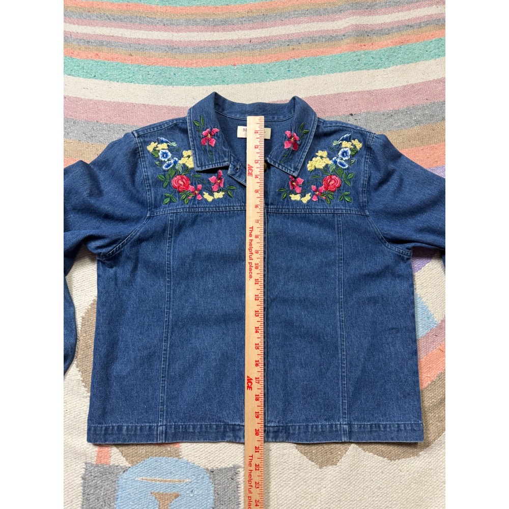 Vintage Embroidered Denim Jacket Floral Cottagecore Prairie Anthro Vibes – PM - Picture 5 of 5